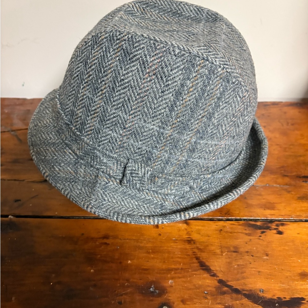 Dobbs Fifth Avenue Mens Gray Herringbone Fedora Hat Size 7 1/8